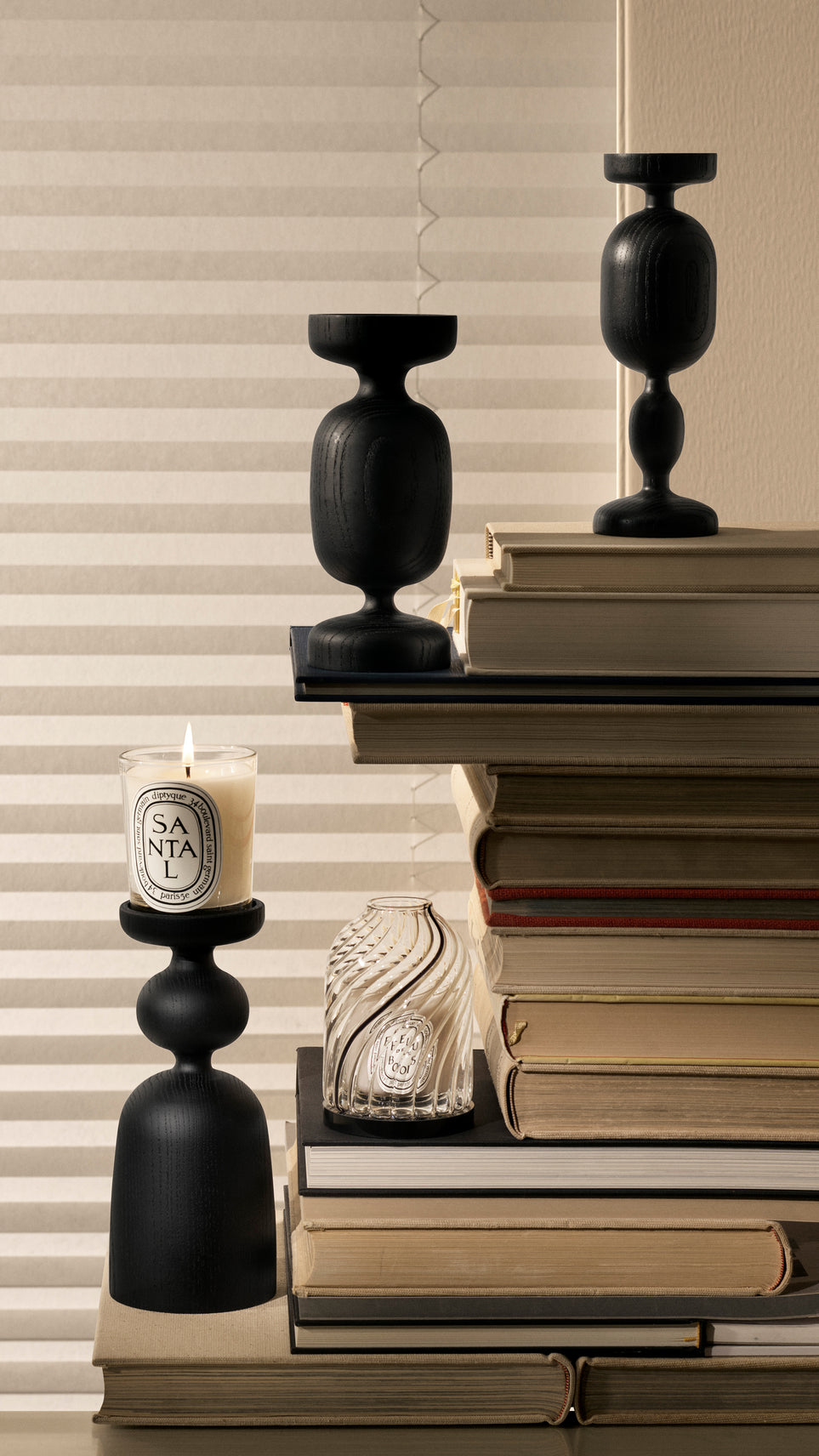 Black Column candle holder - For classic candles