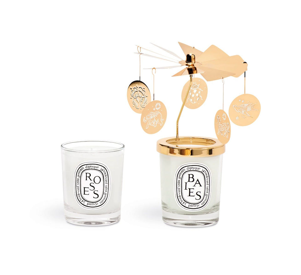 Coffret carrousel deux petites bougies Baies et Roses