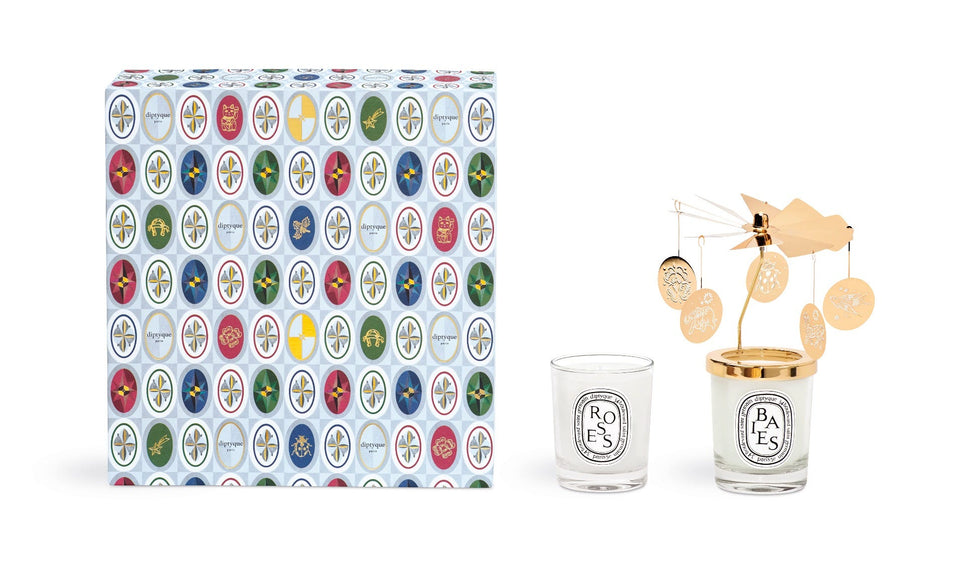Coffret carrousel deux petites bougies Baies et Roses