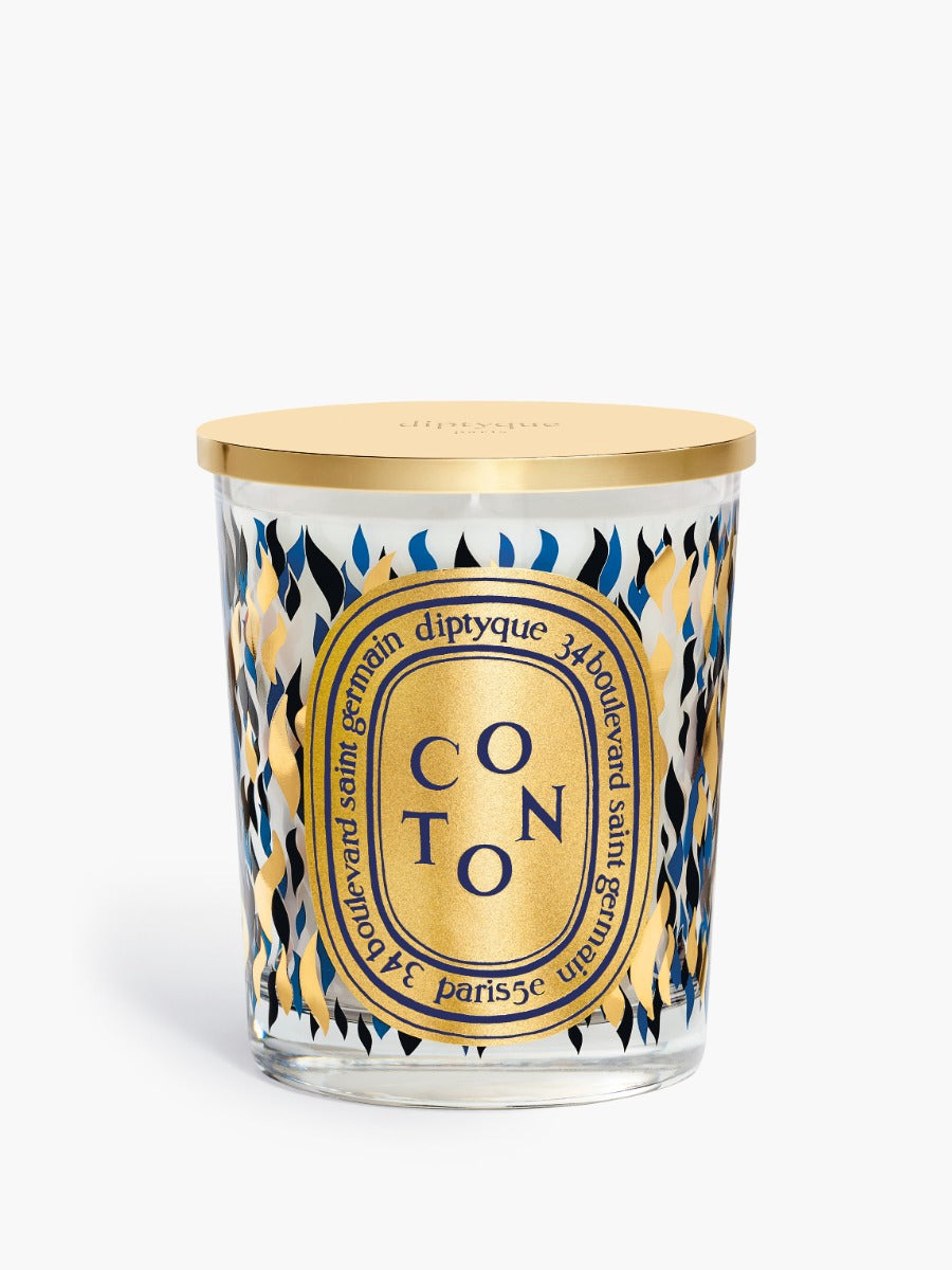 Coton (Baumwolle) - Klassische Kerze mit goldenem Deckel