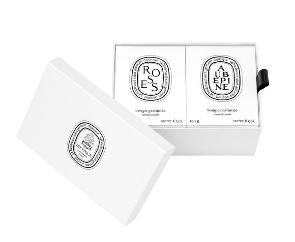 Geschenkbox mit 2 klassischen Kerzen - zur Eigenwahl