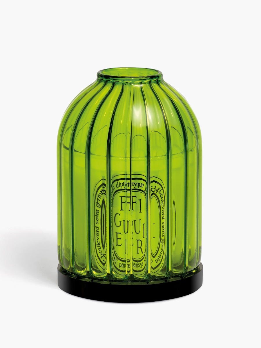 Fig Green Ribbed Candle Holder - For classic candles