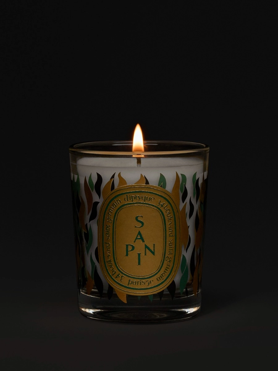 Bougie parfumée de Noël mèche en bois - Sapin Balsam Teak Candle-lite